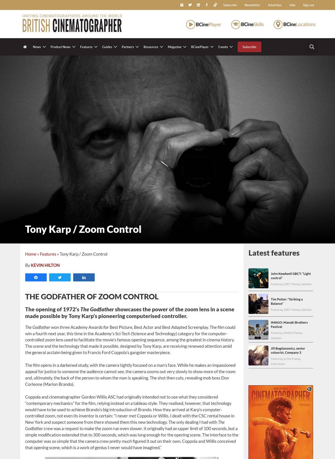 British Cinematographer Tony Karp / Zoom Control - by Tony Karp